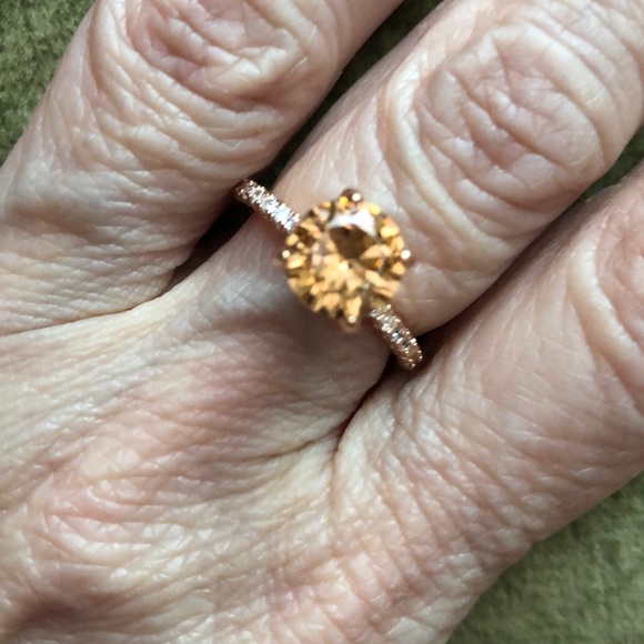 NWOT STERLING SILVER ROSE GOLD AMBER RING, 5-1/2 - Picture 4 of 7